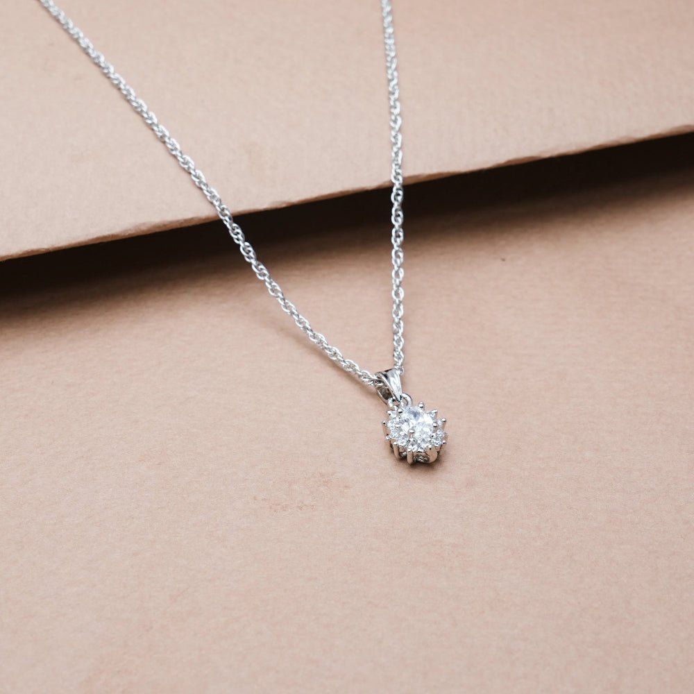 925 Silver Sparkle Halo Pendant - 925 sterling silver pendant by Tassya Silver