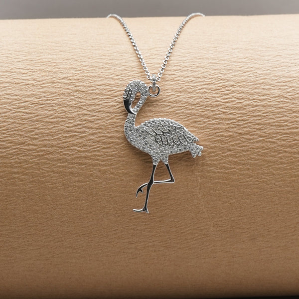 925 Silver Sparkling Flamingo Pendant
