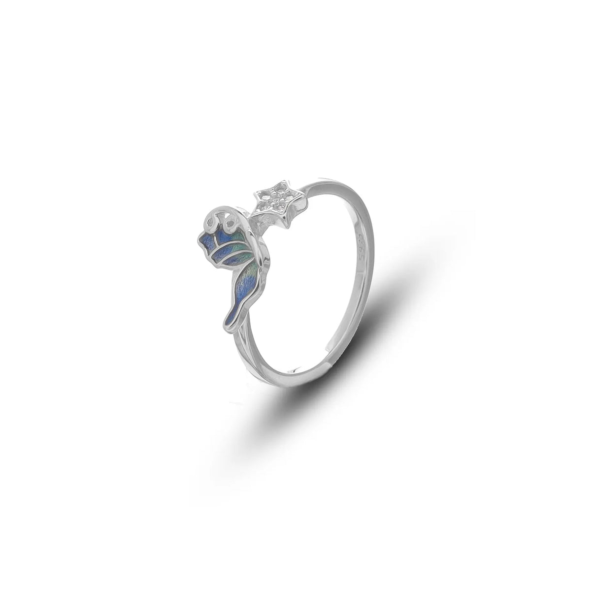 925 Silver Starry Mermaid Minimal Ring - 925 sterling silver ring by Tassya Silver