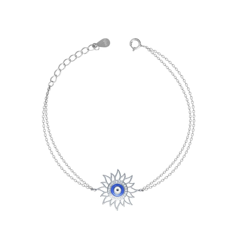 925 Silver Sunbeam Evil Eye Bracelet - 925 sterling silver bracelet by Tassya Silver