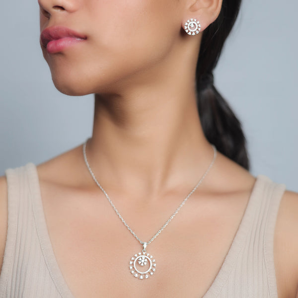 925 Silver Sunflare Radiance Pendant & Studs Set