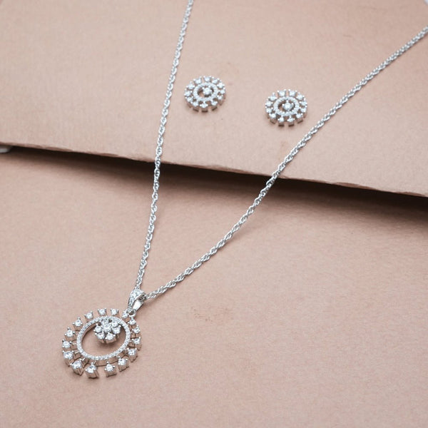 925 Silver Sunflare Radiance Pendant & Studs Set