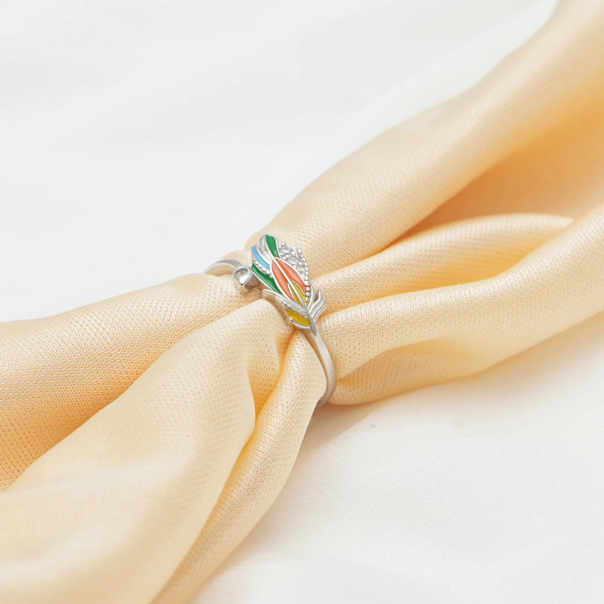 925 Silver Sunset Feather Minimal Ring - 925 sterling silver ring by Tassya Silver