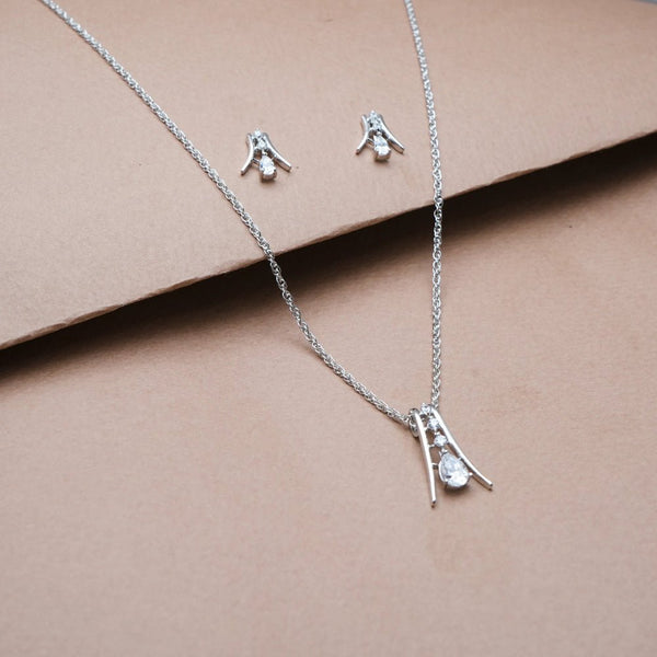 925 Silver Teardrop Drop Pendant & Studs Set