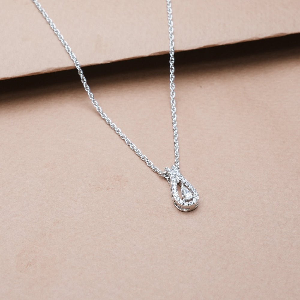 925 Silver Teardrop Halo Pendant - 925 sterling silver pendant by Tassya Silver