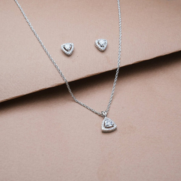 925 Silver Trilight Spark Pendant & Studs Set