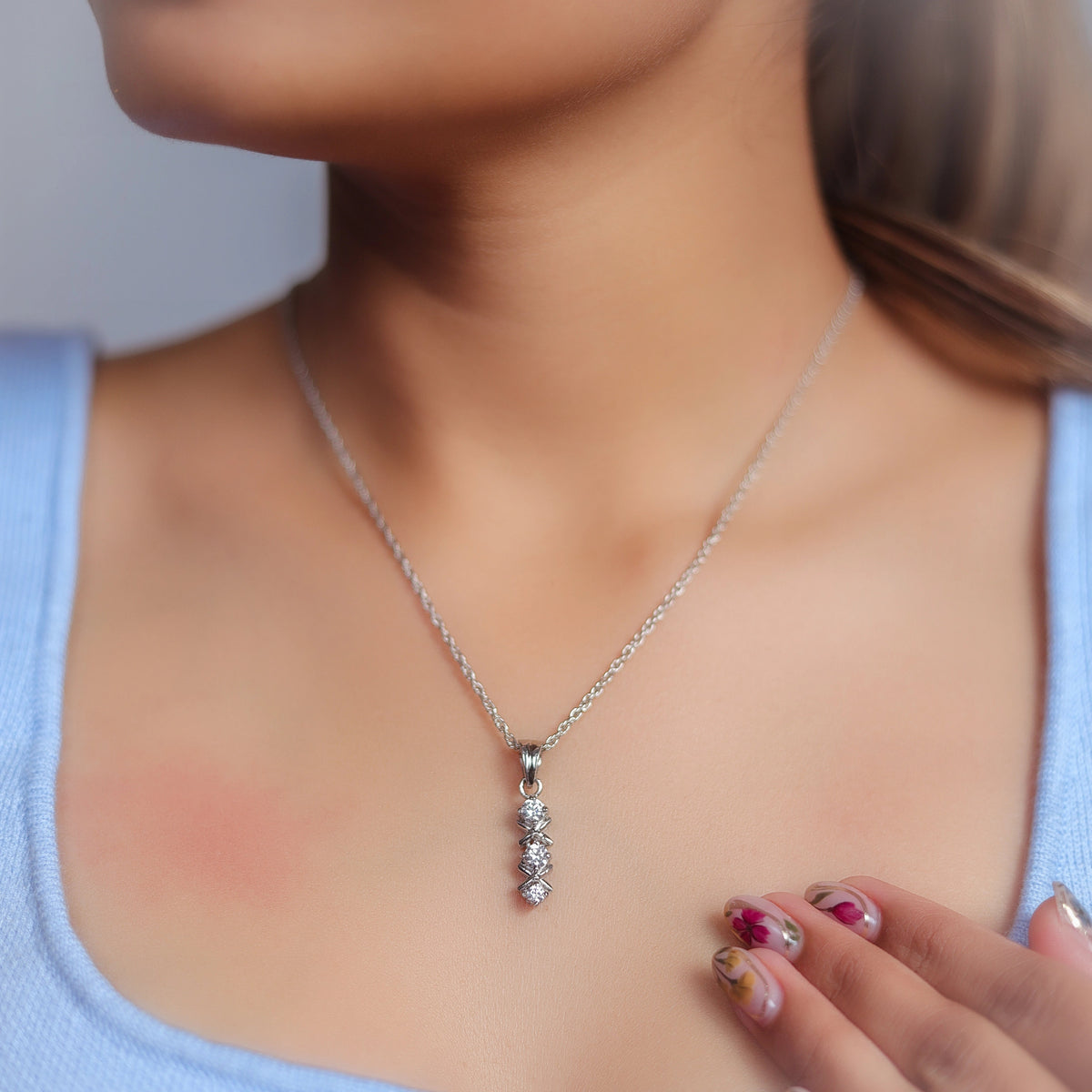 925 Silver Triple Glow Pendant - 925 sterling silver pendant by Tassya Silver