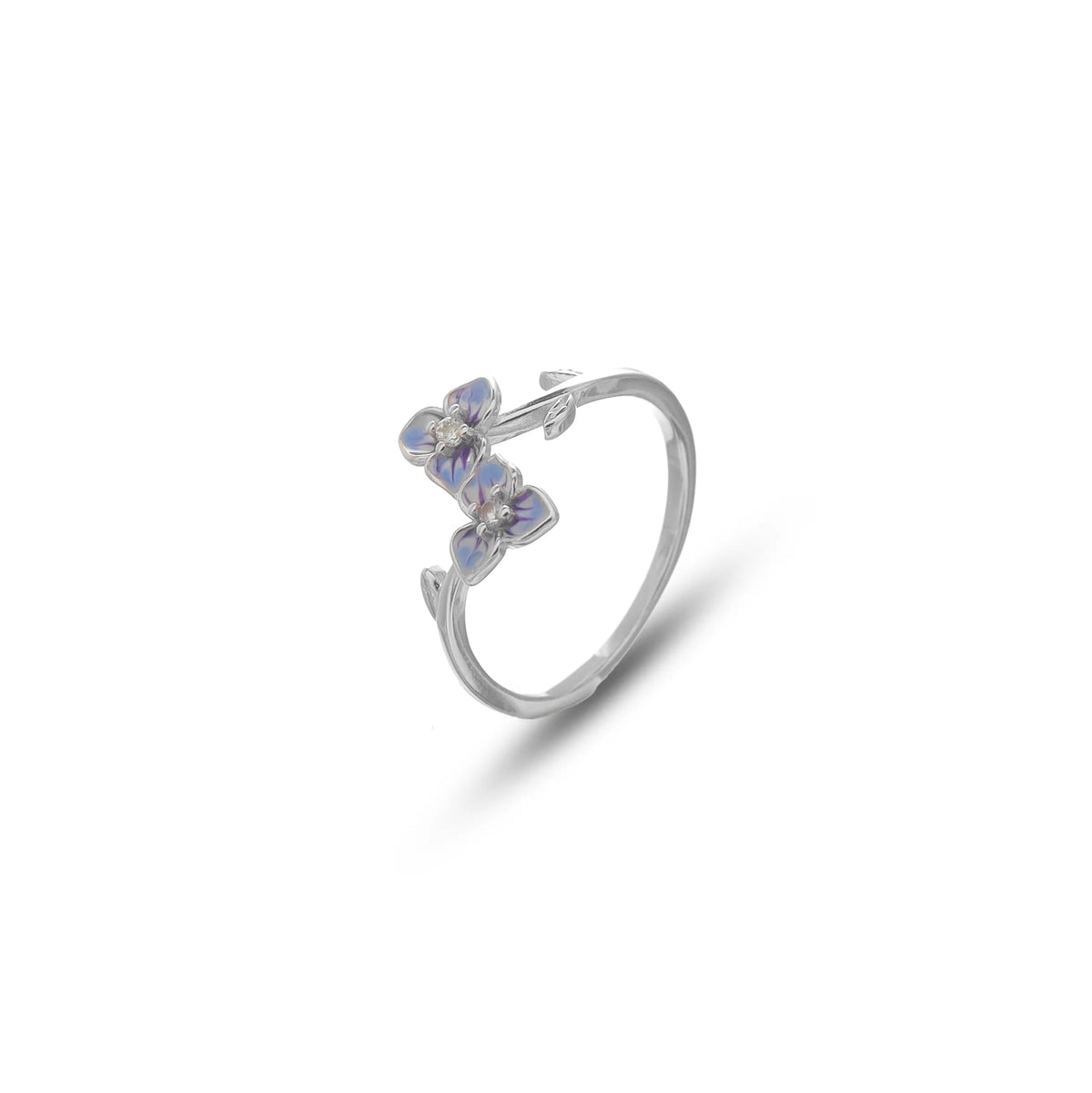 925 Silver Twin Bloom Floral Ring - 925 sterling silver ring by Tassya Silver