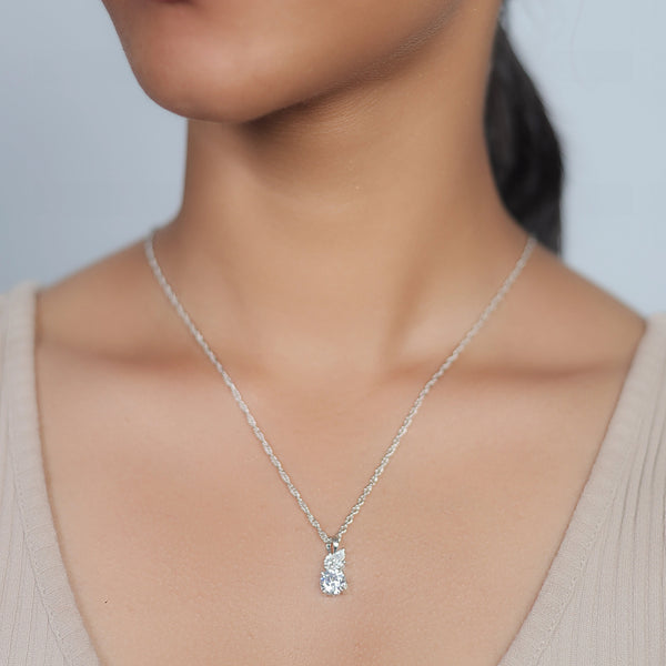925 Silver White Crystal Bloom Pendant