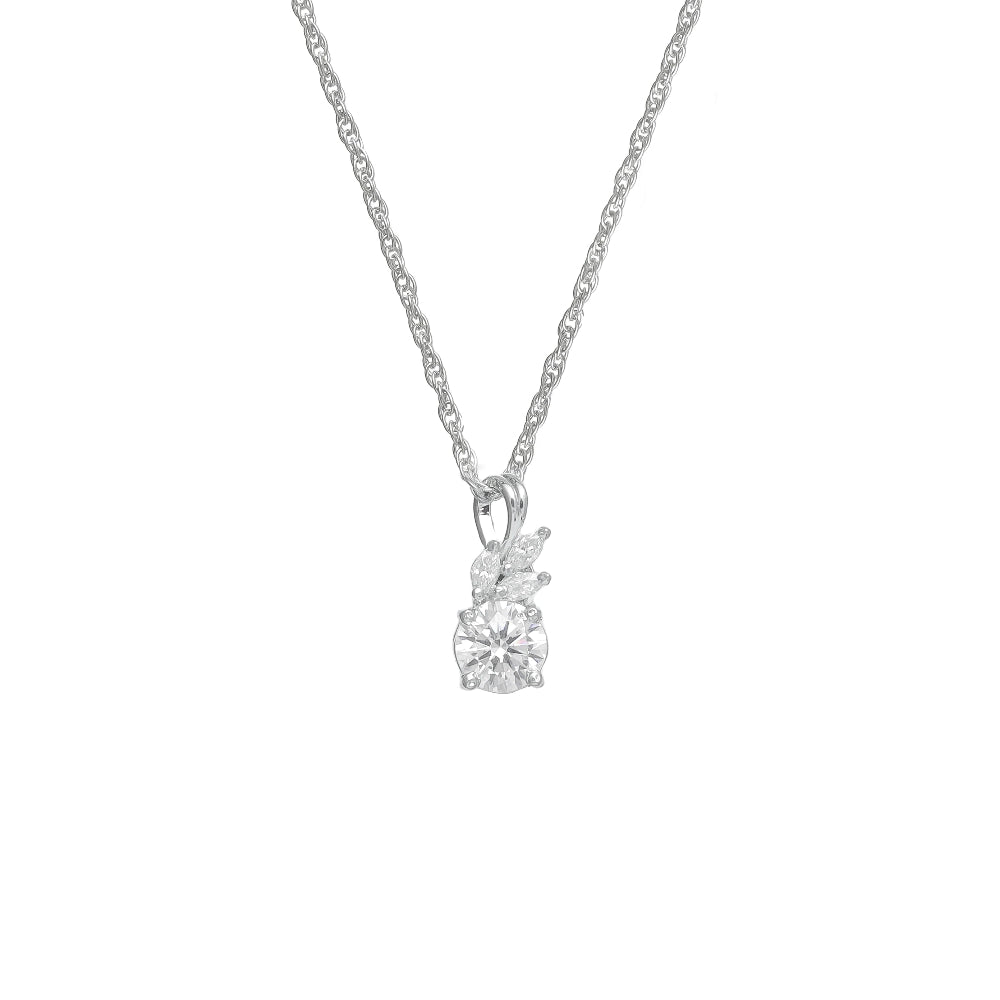 925 Silver White Crystal Bloom Pendant - 925 sterling silver pendant by Tassya Silver