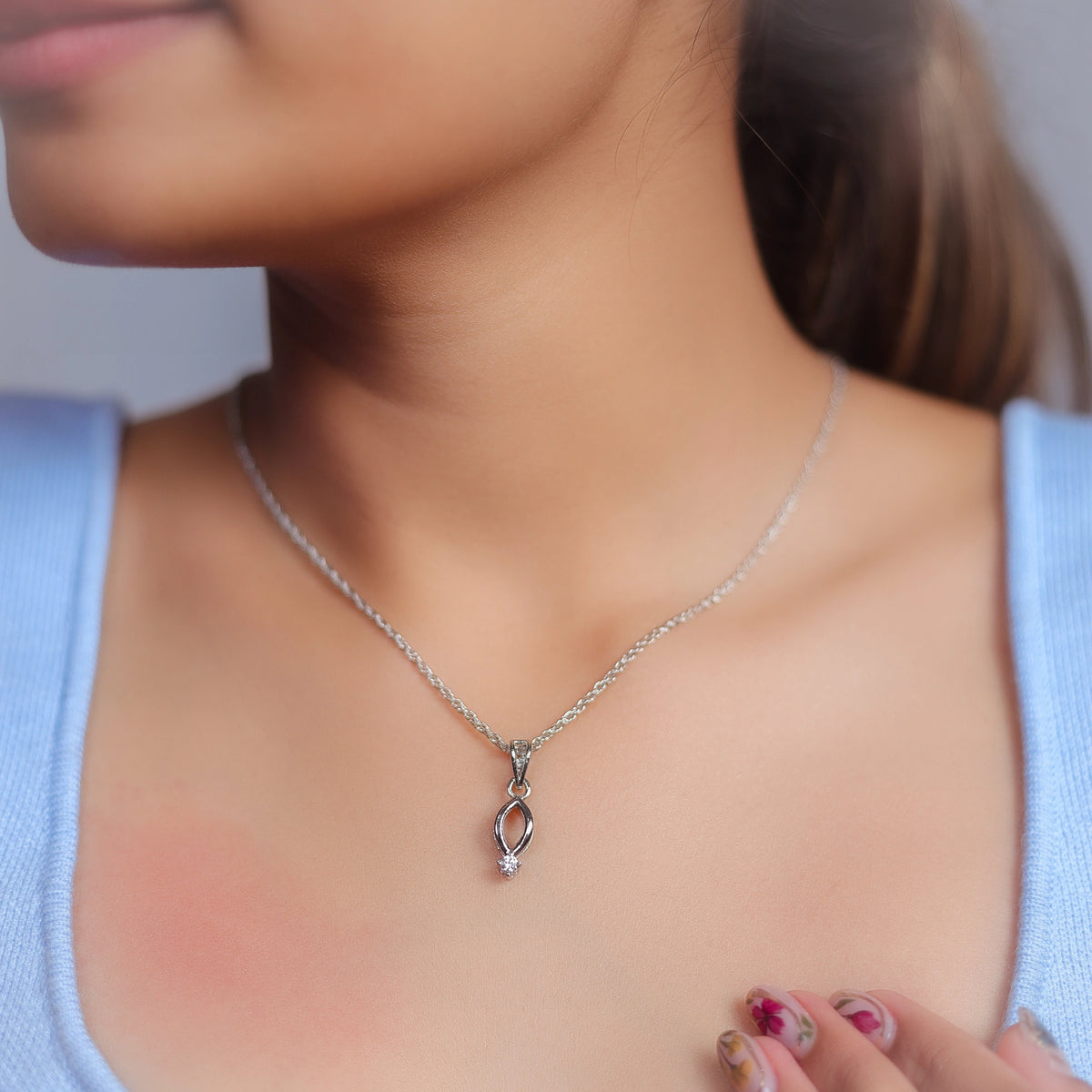 925 Silver White Leaf Whisper Pendant - 925 sterling silver pendant by Tassya Silver