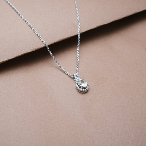 925 Silver Yellow Double Halo Pendant