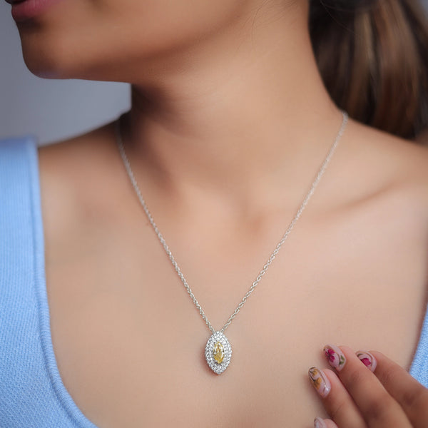 925 Silver Yellow Marquise Glow Pendant