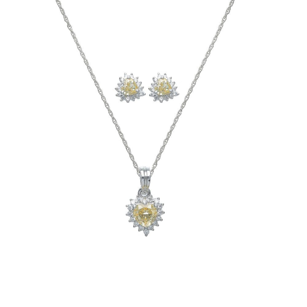 925 Silver Yellow Trillion Sunburst Set - 925 sterling silver jewellery set by Tassya Silver