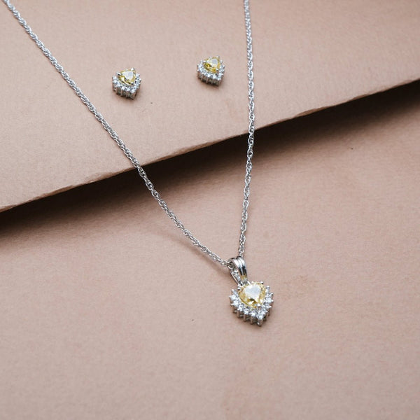 925 Silver Yellow Trillion Sunburst Set