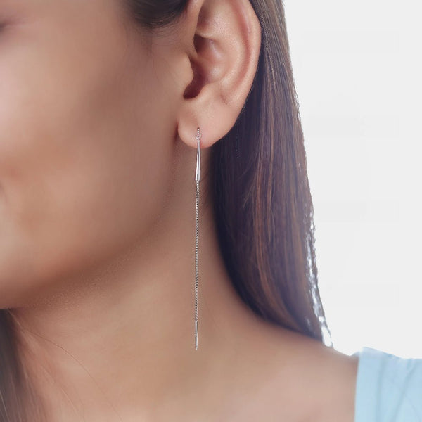 925 Silver Sleek Threader Drop Earrings