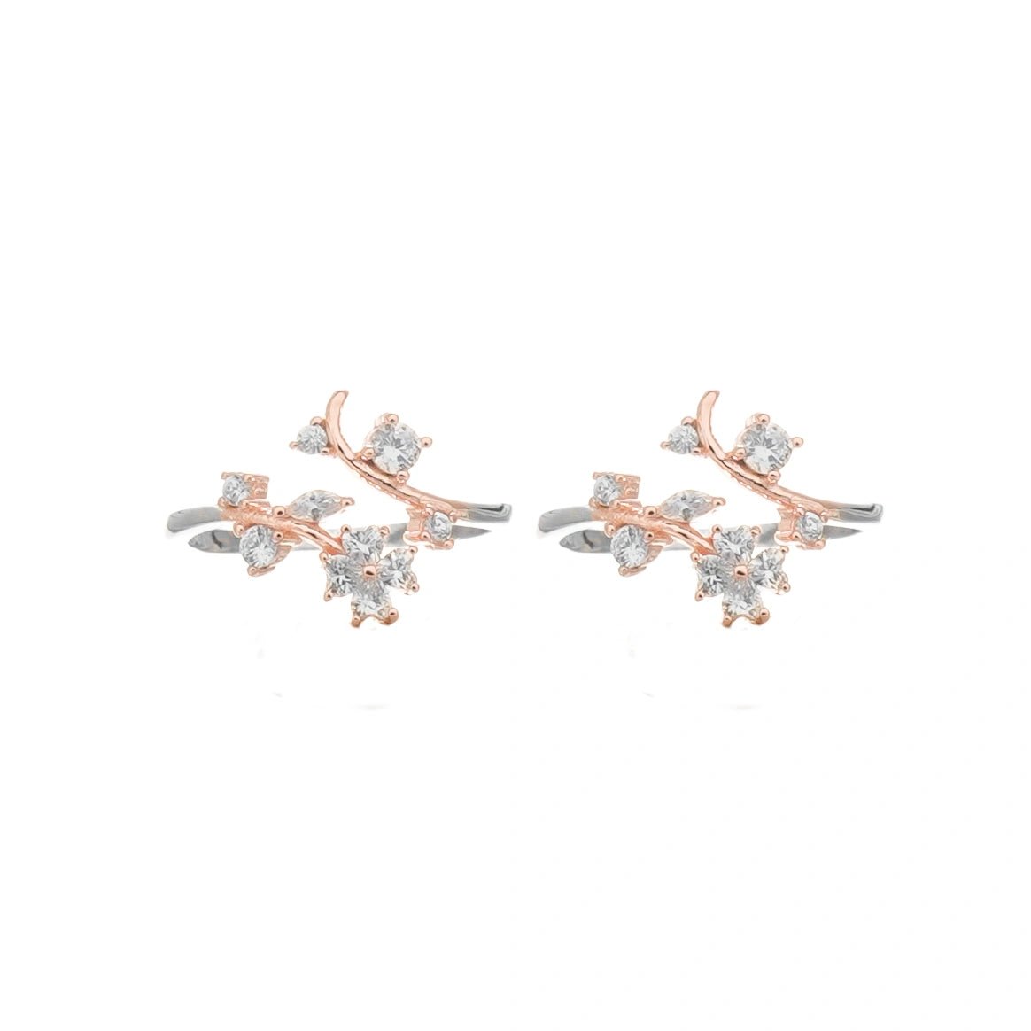 925 Silver Snow Blossom Toe Rings (Pack of 2) - 925 sterling silver ring by Tassya Silver