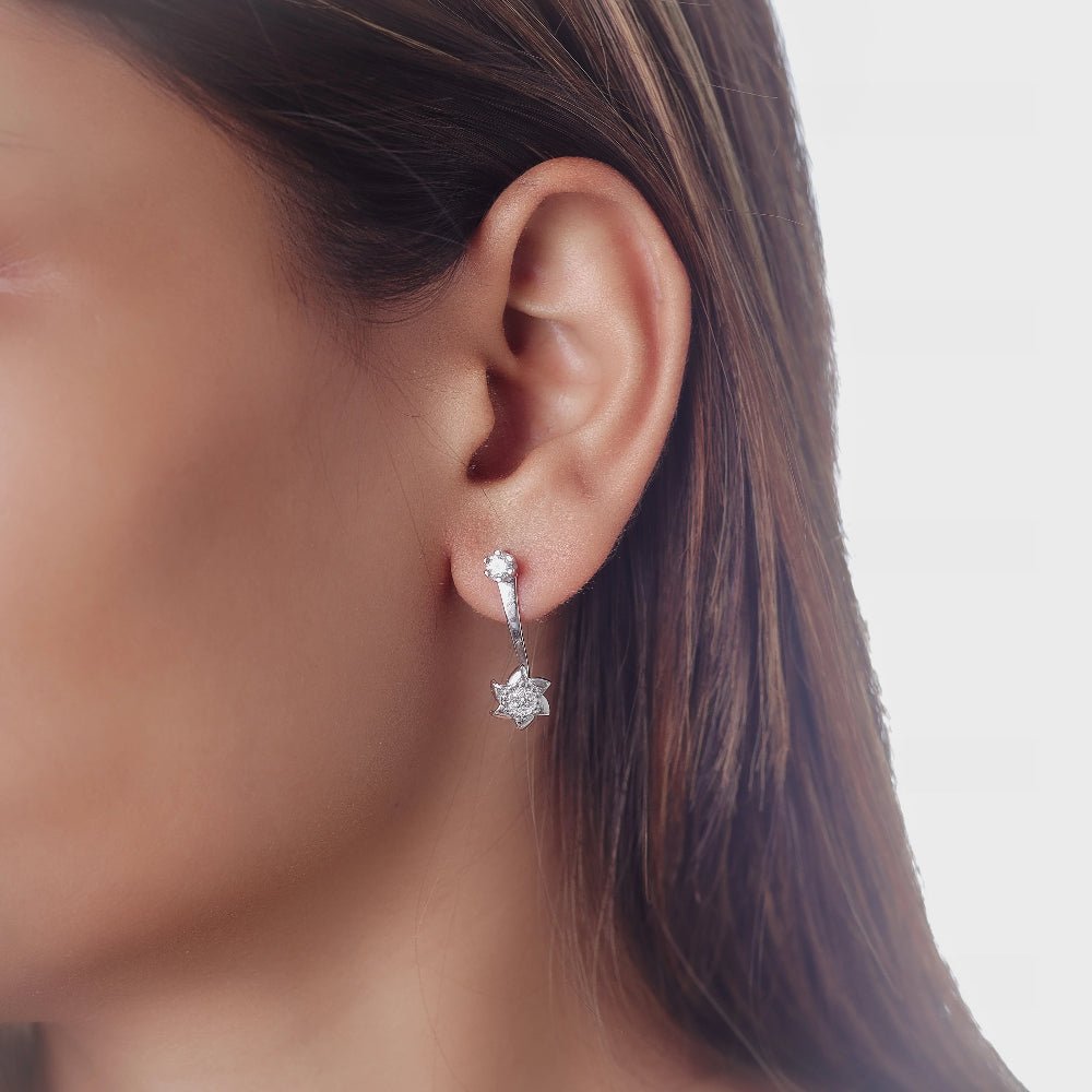 925 Silver Sparkle Bloom Drop Earrings - 925 sterling silver earrings by Tassya Silver