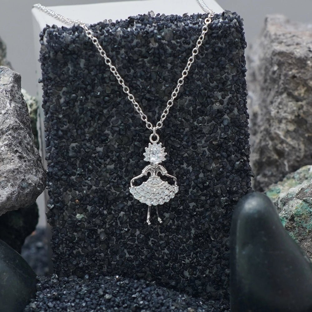 925 Silver Sparkling Ballerina Chain Pendant - 925 sterling silver pendant by Tassya Silver