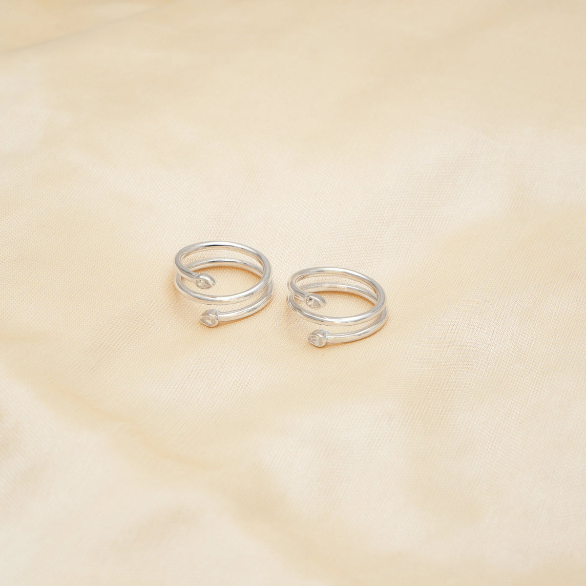 925 Silver Spiral Shine Toe Rings (Pack of 2) - 925 sterling silver ring by Tassya Silver