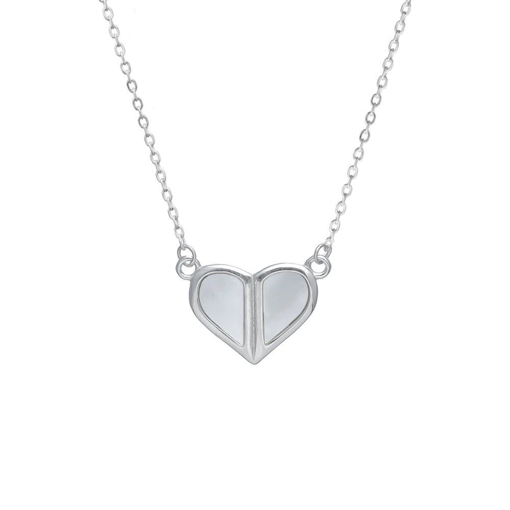 925 Silver Split Heart Chain Pendant - 925 sterling silver pendant by Tassya Silver