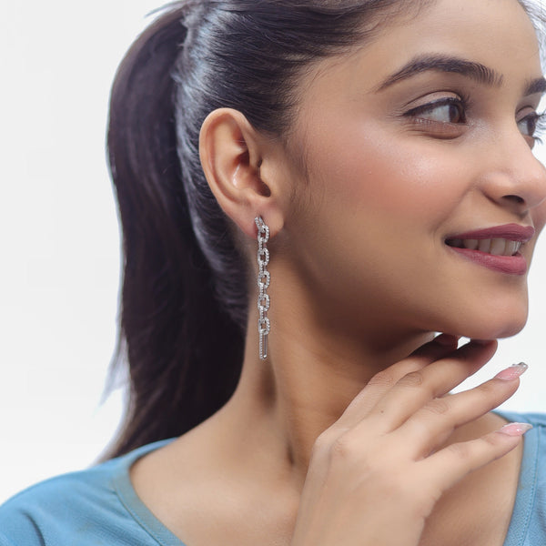 925 Silver Stellar Link Drop Hoop Earrings