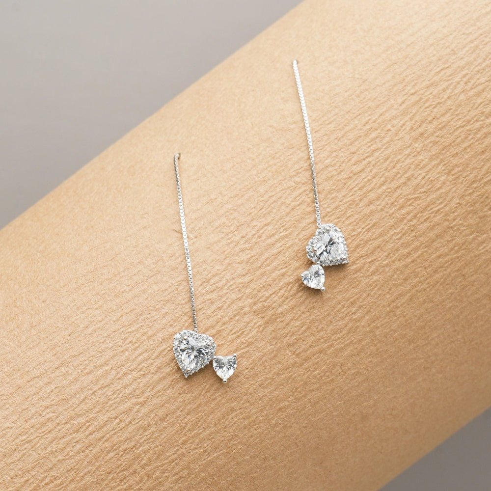 925 Silver Sweetheart Sparkle Threader Earrings - 925 sterling silver earrings by Tassya Silver