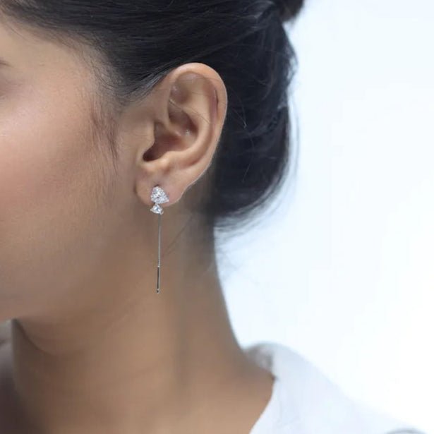 925 Silver Sweetheart Sparkle Threader Earrings - 925 sterling silver earrings by Tassya Silver