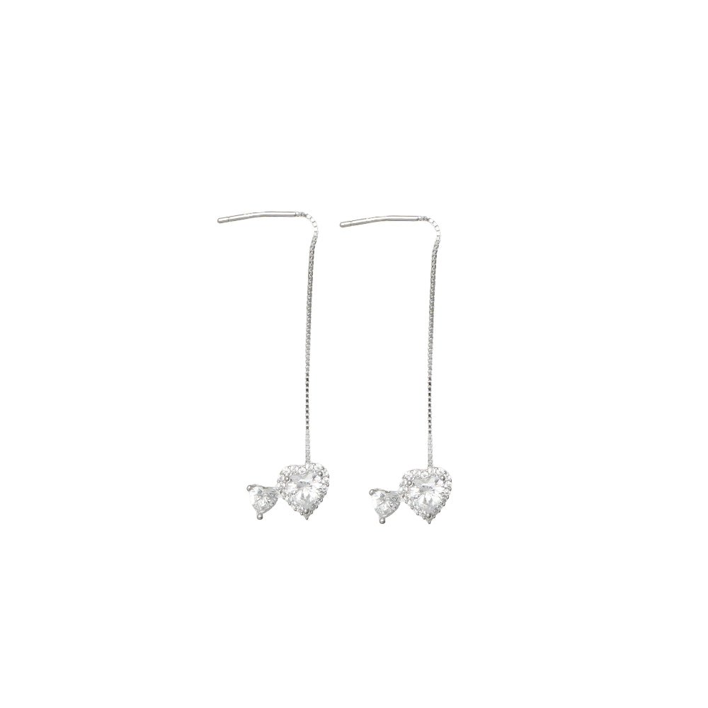 925 Silver Sweetheart Sparkle Threader Earrings - 925 sterling silver earrings by Tassya Silver