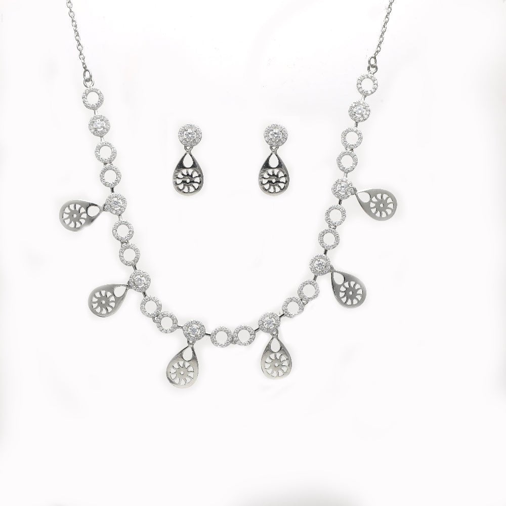 925 Silver Teardrop Necklace Set - 925 sterling silver necklace by Tassya Silver