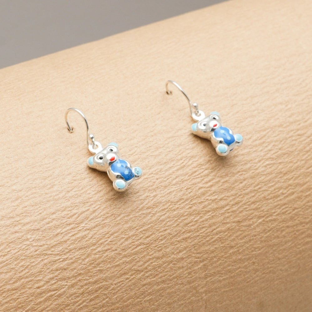 925 Silver Teddy Joy Baby Dangles - 925 sterling silver earrings by Tassya Silver