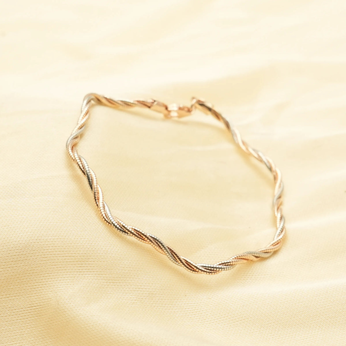 925 Silver Tricolor Twisted Elegance Kada - 925 sterling silver bracelet by Tassya Silver