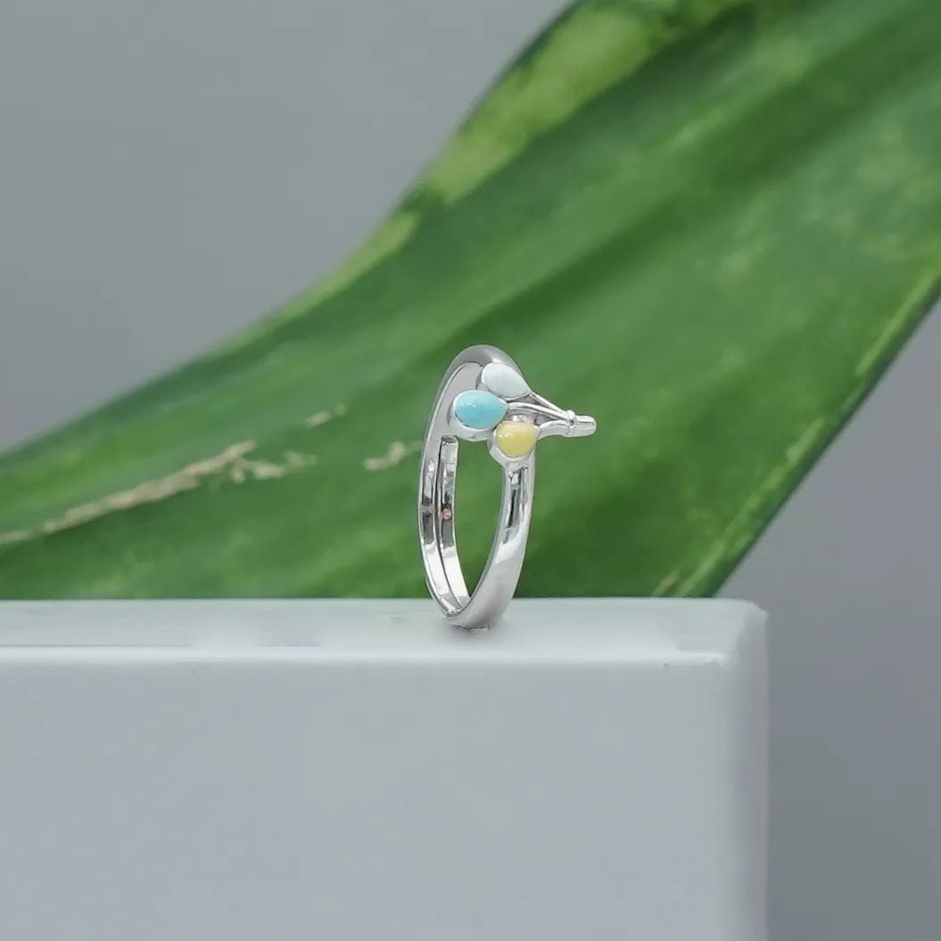 925 Silver Trio Color Drop Ring - 925 sterling silver ring by Tassya Silver
