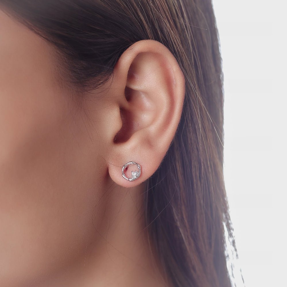 925 Silver Twisted Glow Studs - 925 sterling silver earrings by Tassya Silver