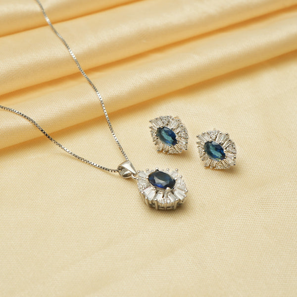 925 Silver Royal Blue Chain Pendant