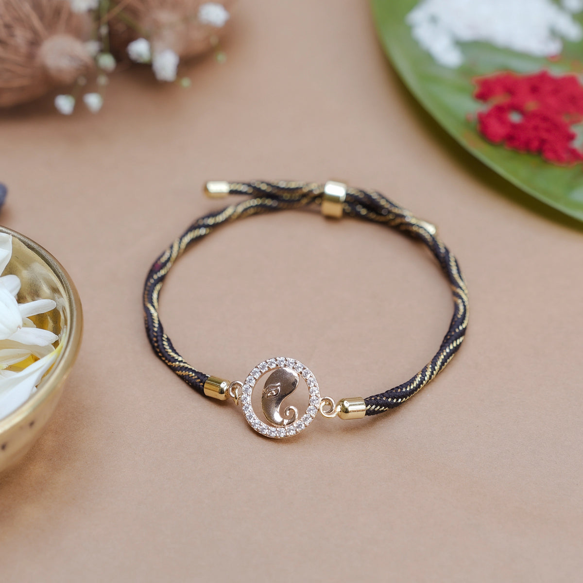 925 Silver Rosegold Vakratunda Rakhi