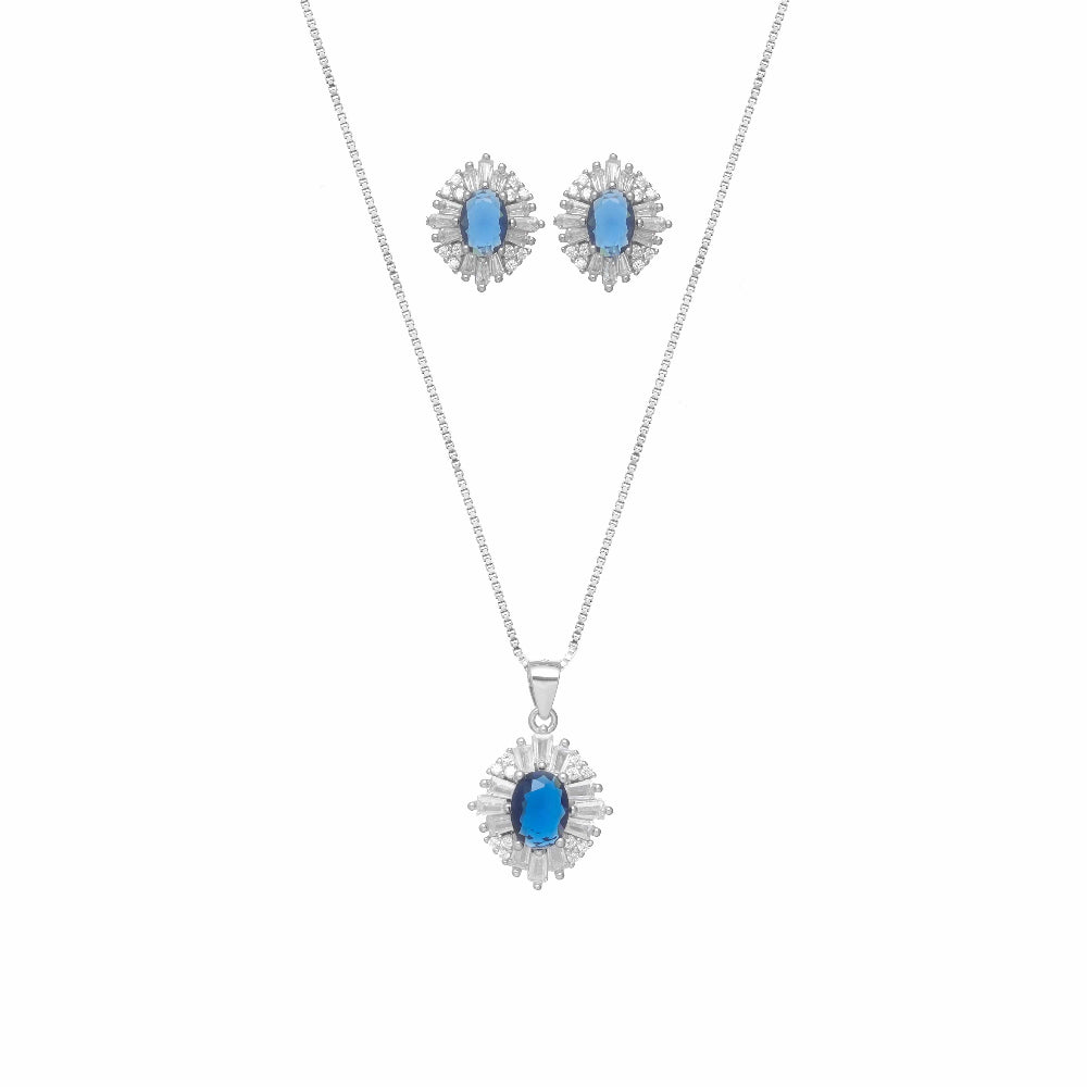 925 Silver Royal Blue Chain Pendant - 925 sterling silver pendant by Tassya Silver