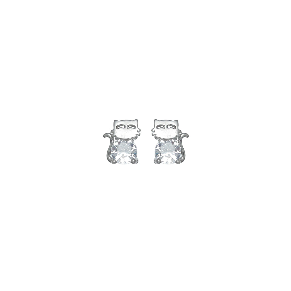 925 Silver Kitty Gem Baby Studs - 925 sterling silver earrings by Tassya Silver