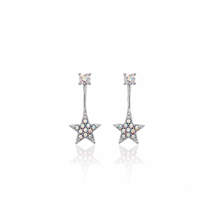 925 Silver Rainbow Star Drop Earrings