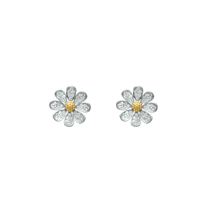 925 Silver Sunny Sparkle Daisies Earrings - 925 sterling silver earrings by Tassya Silver