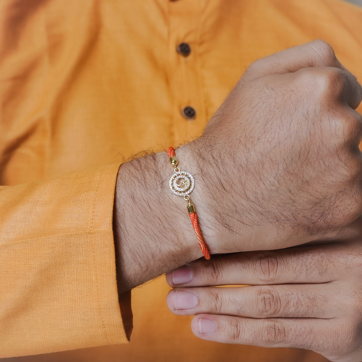 925 Gold Silver Om Sparsh Rakhi