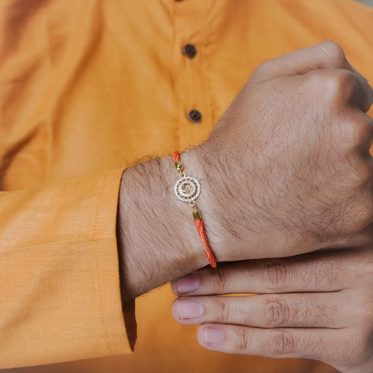 925 Gold Silver Om Sparsh Rakhi