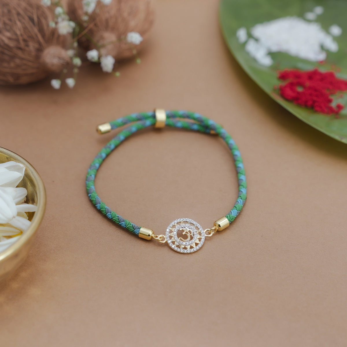 925 Silver Gold Om Sparsh Rakhi