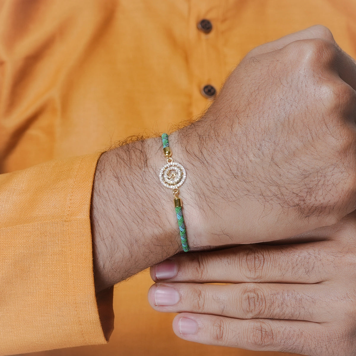 925 Silver Gold Om Sparsh Rakhi