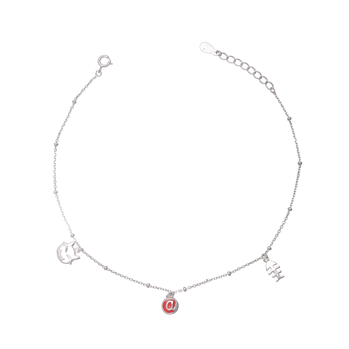 925 Silver Symbol Charm Anklet - 925 sterling silver anklet by Tassya Silver