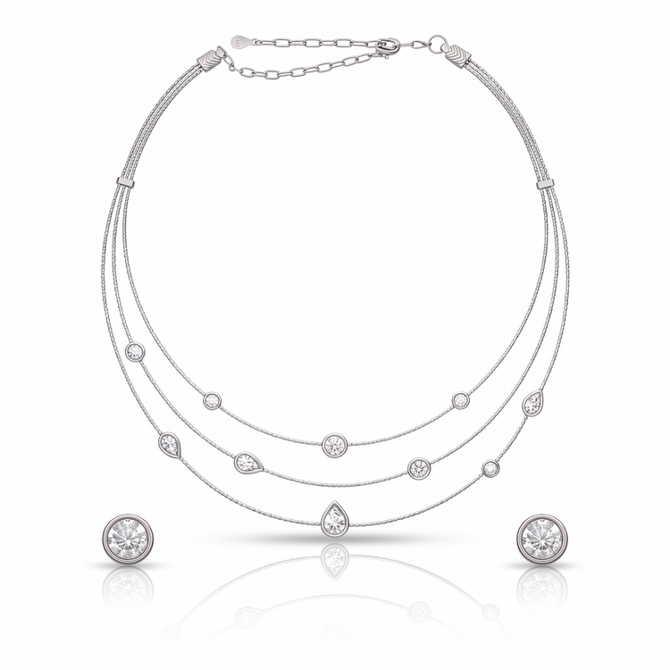 925 Silver Dewdrop Symphony Necklace Set