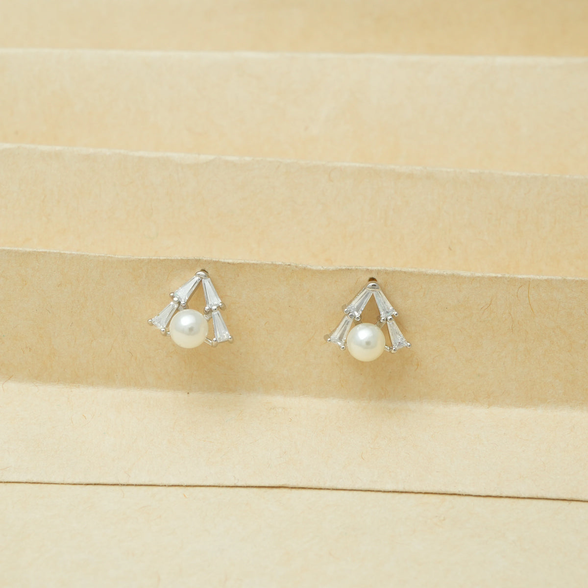 925 Silver Pearl Prism Studs - 925 sterling silver earrings by Tassya Silver