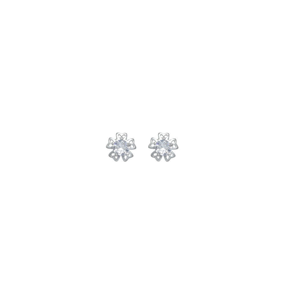 925 Silver Floral Aura Baby Earrings - 925 sterling silver earrings by Tassya Silver