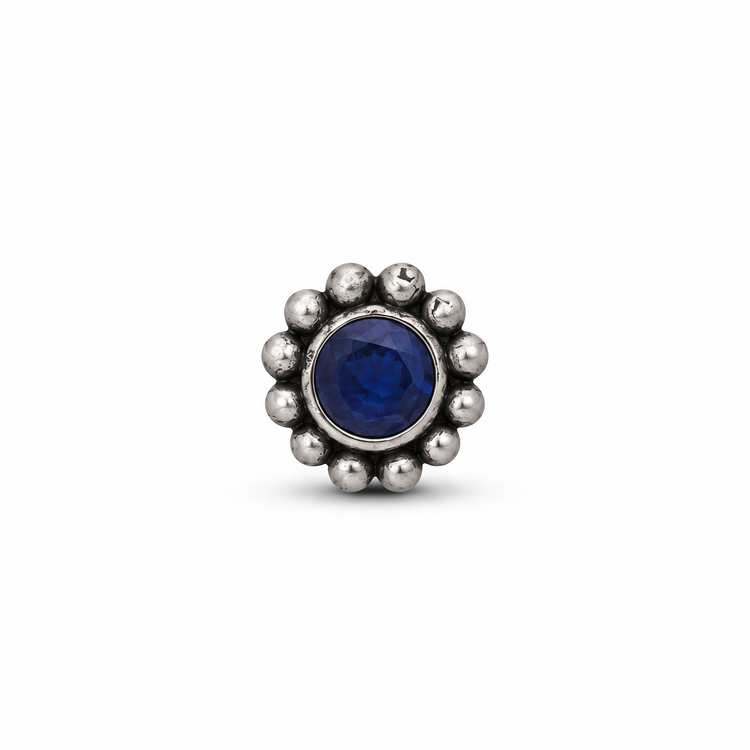 925 Silver Midnight Blue Bloom Nose Pin