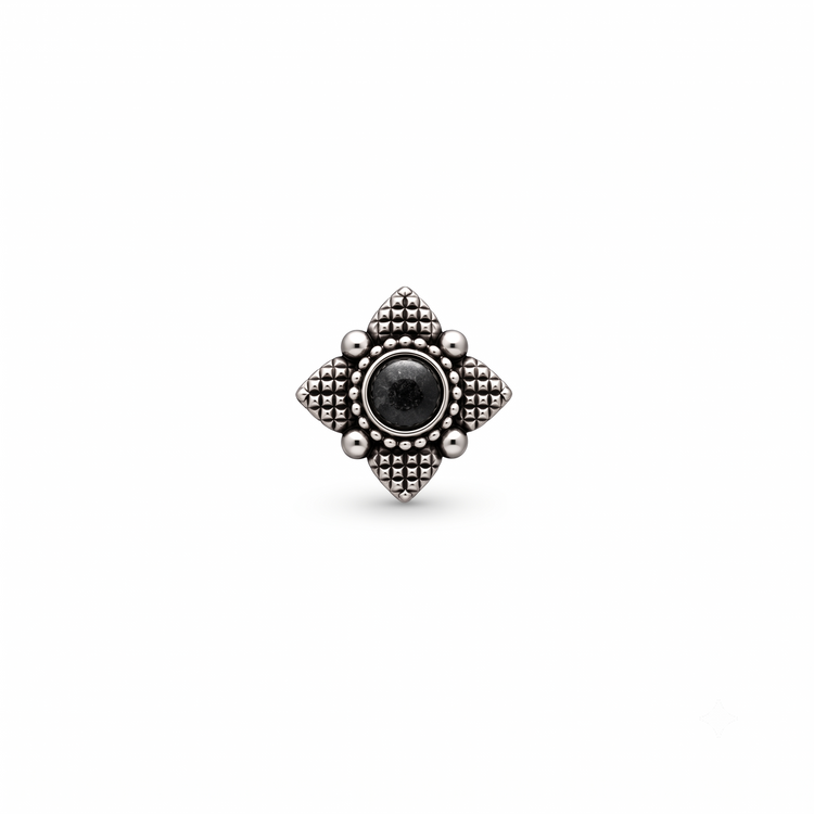 925 Silver Noir Petal Nose Pin